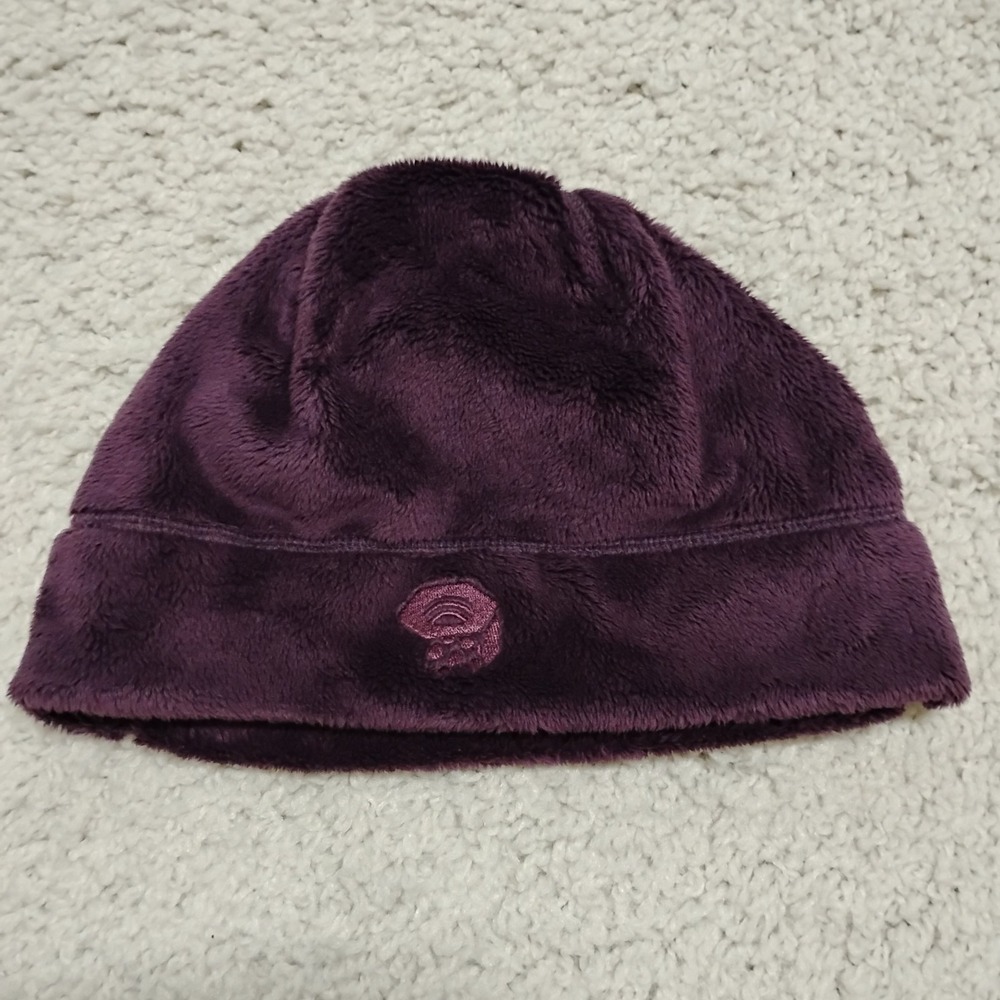 Mountain Hardwear Hat Womens Large Purple Beanie Gorp Hiking Fleece Fuzzy Soft